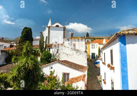 Centre historique de la ville médiévale d'Obidos, attraction du Portugal Banque D'Images