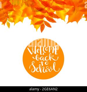 Affiche de retour à l'école avec lettrage dessiné à la main, illustration vectorielle Illustration de Vecteur