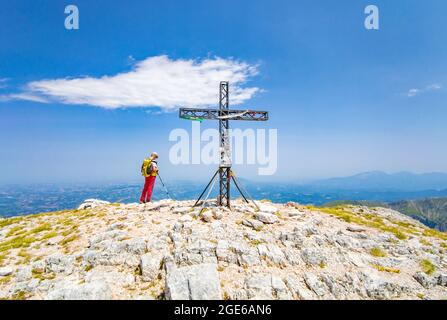 Monte Priora à Montefortino (Italie) - le sommet du paysage du mont Priora, dans la région des Marches province de Fermo. L'un des plus hauts sommets des Apennines Banque D'Images