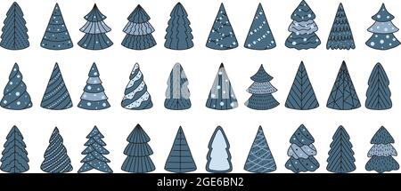 Ensemble d'arbres de Noël. Collection arbres de Noël. Pour les cartes de vœux, les papiers d'emballage. Illustration de Vecteur