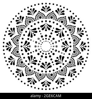 Mandala point painting vector design, le style aborigène point art, le style australien folk art boho en noir sur fond blanc Illustration de Vecteur