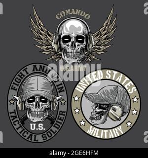 logo militaire dans le fond noir Illustration de Vecteur
