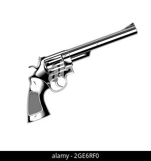 Pistolet art ligne 357 Magnum Revolver Illustration de Vecteur