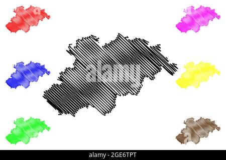 Erzgebirgskreis district (République fédérale d'Allemagne, district rural de Swabia, État libre de Saxe) carte illustration vectorielle, scribble sketch Erzgebirg Illustration de Vecteur