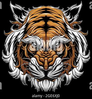 dessin vectoriel tête d'animal tigre Illustration de Vecteur