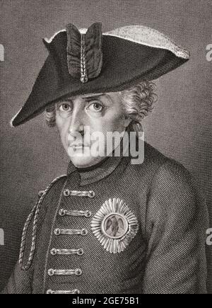 Frédéric II, roi de Prusse, 1712 - 1786. Connu sous le nom de Frederick le Grand. Après une gravure du XIXe siècle. Banque D'Images