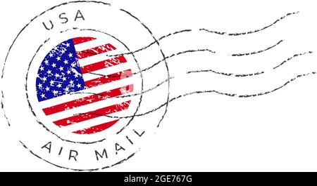 marque d'affranchissement états-unis. Drapeau national timbre-poste isolé sur fond blanc illustration vectorielle. Timbre avec motif officiel de drapeau de pays et pays Illustration de Vecteur