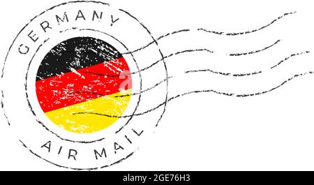 Marque d'affranchissement Allemagne. Drapeau national timbre-poste isolé sur fond blanc illustration vectorielle. Estampille avec motif officiel de drapeau national et décompte Illustration de Vecteur