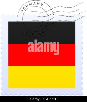 Marque d'affranchissement Allemagne. Drapeau national timbre-poste isolé sur fond blanc illustration vectorielle. Estampille avec motif officiel de drapeau national et décompte Illustration de Vecteur