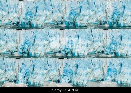 Image composite à temps écoulé d'un iceberg tombant au large du glacier Perito Moreno en Patagonie, en Argentine Banque D'Images