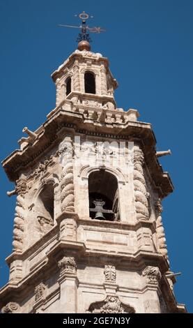 Clocher, église Sainte-Catherine, Valence, Espagne, Europe Banque D'Images