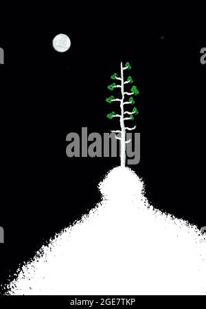 Illustration peinture art, noir et blanc design, art design, design numérique, art numérique, art mural numérique Banque D'Images