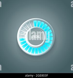 Jeu de préchargeurs luminescents et barres de chargement de progression, illustration vectorielle Illustration de Vecteur