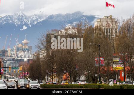 Vue sur la rue Cambie du centre-ville de Vancouver. Colombie-Britannique. Canada. Banque D'Images