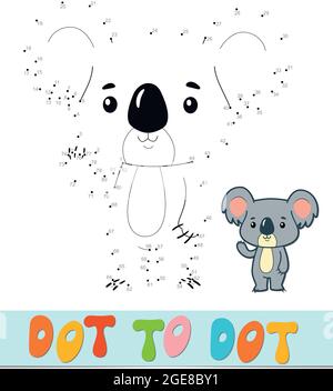 Puzzle point à point. Jeu Connect Dots. illustration vecteur koala Illustration de Vecteur