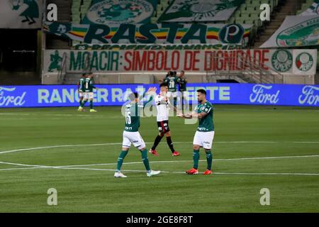 Sao Paulo, Sao Paulo, Brésil. 17 août 2021. (SPO) Copa Libertadores: Palmeiras et Sao Paulo. 17 août 2021, Sao Paulo, Brésil: Match de football entre Palmeiras et Sao Paulo, valable pour les quarts de finale de la Copa Libertadores 2021, qui s'est tenu au stade Allianz Parque, à Sao Paulo, le mardi (16). Palmeiras a gagné 3-0 et est dans la demi-finale de la concurrence. (Credit image: © Leco Viana/TheNEWS2 via ZUMA Press Wire) Banque D'Images