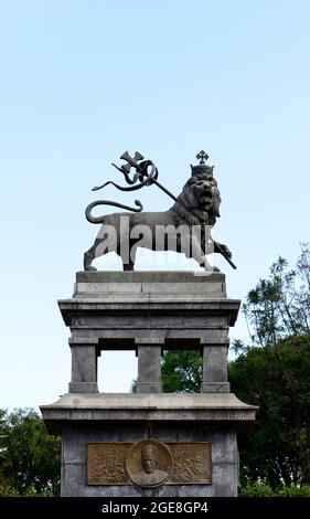 Statue du Lion de Juda à la gare d'Éthiopie-Djibouti Addis-Abeba Éthiopie. Banque D'Images