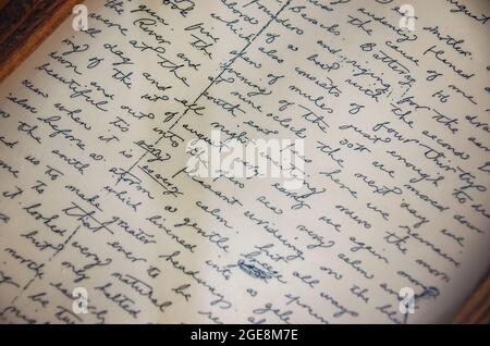 Une lettre de 1864 d'un soldat confédéré à son épouse est exposée au musée de fort gaines, le 12 août 2021, à Dauphin Island, Alabama. Banque D'Images