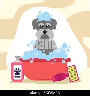 chien dessin animé ayant un bain Illustration de Vecteur