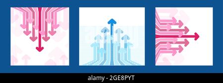 Arrière-plan abstrait de la collection avec flèches rouges et bleues. Illustration de Vecteur