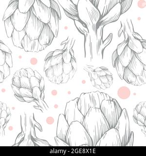 Motif sans couture avec artichauts dessinés à la main.Illustration vectorielle.Motif botanique pour textiles et papiers peints. Illustration de Vecteur