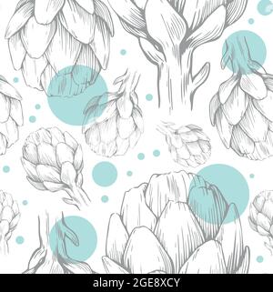 Motif sans couture avec artichauts dessinés à la main.Illustration vectorielle.Motif botanique pour textiles et papiers peints. Illustration de Vecteur
