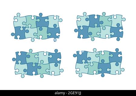 Jeu de pièces de puzzle de différentes couleurs Illustration de Vecteur