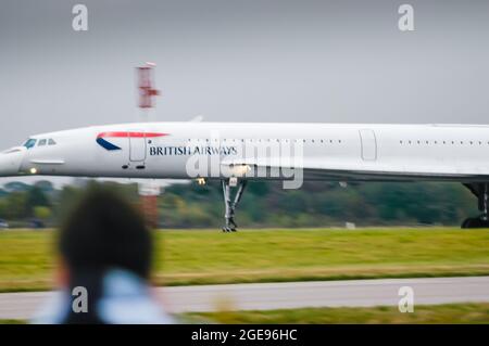 Dernier vol de Concorde depuis l'aéroport de Manchester le 2003 octobre Banque D'Images