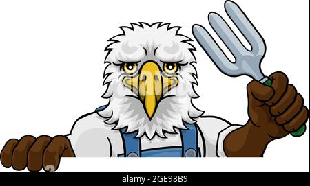 Mascotte des animaux jardinage jardinier Eagle Illustration de Vecteur