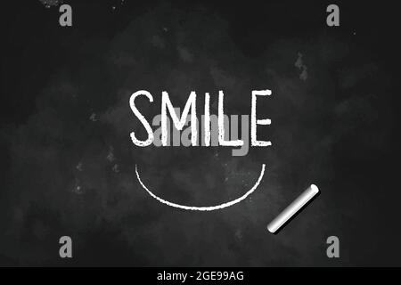 Smile écrit avec craie sur tableau noir icône logo illustration vectorielle Illustration de Vecteur