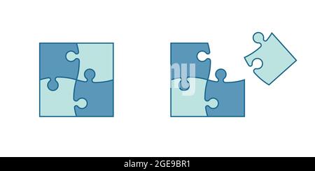 Jeu de pièces de puzzle de différentes couleurs Illustration de Vecteur