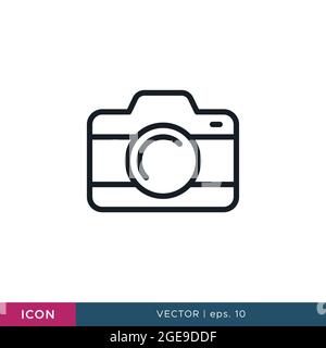 Modèle de conception d'illustration vectorielle d'icône de photographie d'appareil photo. Contour modifiable. Illustration de Vecteur