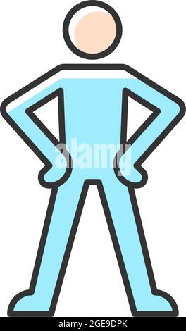 Icône de couleur RVB du langage corporel Confidence Illustration de Vecteur