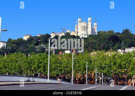 La vue de Pont Alphonse Juin un jour d'été. Lyon, France. Banque D'Images