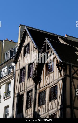 FRANCE, PARIS (75) 4 ÈME ARRONDISSEMENT, QUARTIER SAINT PAUL ET SAINT GERVAIS, MAISONS À COLOMBAGES DE LA RUE FRANÇOIS MIRON Banque D'Images