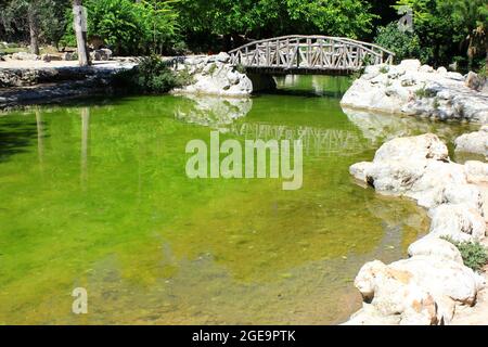 Grèce, Athènes, juin 16 2020 - vue sur le lac artificiel dans les jardins nationaux. Banque D'Images