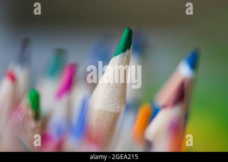 Résumé gros plan d'un groupe de crayons de couleur Banque D'Images