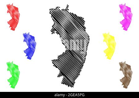 District de Gorlitz (République fédérale d'Allemagne, district rural de Swabia, État libre de Saxe) carte illustration vectorielle, scribble sketch carte de Gorlitz Illustration de Vecteur