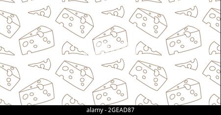 Motif monochrome sans couture avec fromage et grands trous. Imprimés amusants pour vêtements, carnets, vaisselle, cartes postales, bannières, affiches. Arrière-plan de la conception Illustration de Vecteur