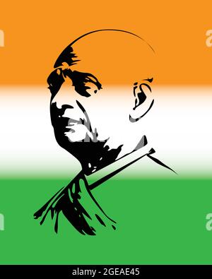 Sardar Vallabhbhai Patel, Journée nationale de l'unité. Vecteur indien de chasse à la liberté sur drapeau indien. Illustration de Vecteur