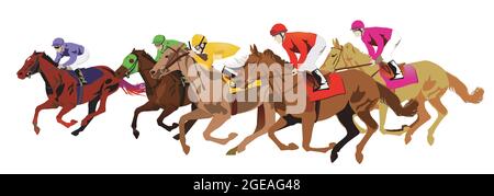 Courses hippiques avec jockeys sur l'hippodrome Illustration de Vecteur