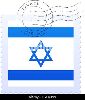 marque d'affranchissement israël. Drapeau national timbre-poste isolé sur fond blanc illustration vectorielle. Timbre avec motif officiel de drapeau de pays et pays Illustration de Vecteur