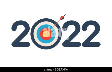 2022 Bonne Année. Le concept de l'objectif atteint dans la nouvelle année. Illustration vectorielle. Illustration de Vecteur