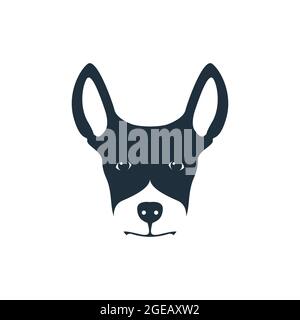 Tête de chien simple sur fond blanc. Illustration vectorielle. Illustration de Vecteur