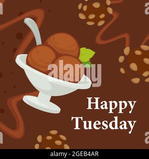 Joyeux mardi, glace au chocolat au restaurant Illustration de Vecteur