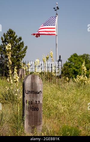 Ogallala, Nebraska - Boot Hill, un cimetière pour les combattants d'armes à feu, les victimes de meurtre, et d'autres qui a été utilisé jusqu'en 1885. Certains de ceux enterrés ici étaient cow-bo Banque D'Images