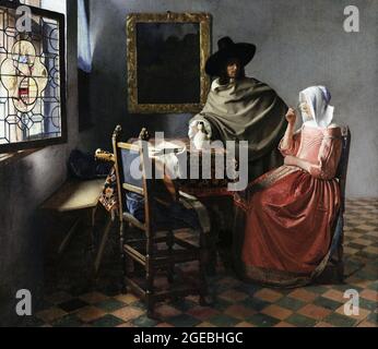 Johannes van der Meer, Jan Vermeer, Jan Vermeer van Delft, 1632-1675, The Wine Glass, 1658-1660, huile sur toile, Musées d'État, Berlin, Allemagne Banque D'Images