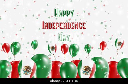 Mexico Independence Day Patriotic Design. Ballons aux couleurs nationales mexicaines. Carte de vœux vectorielle Happy Independence Day. Illustration de Vecteur
