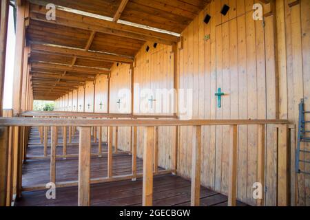 Détails de cabines de plage typiques, colorées en Italie de Versilia Banque D'Images