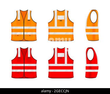 Gilet de sécurité réfléchissant signe d'icône de style plat design vectoriel ensemble d'illustrations. Illustration de Vecteur
